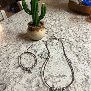 Handcrafted Silver Beaded Necklace and Bracelet Set